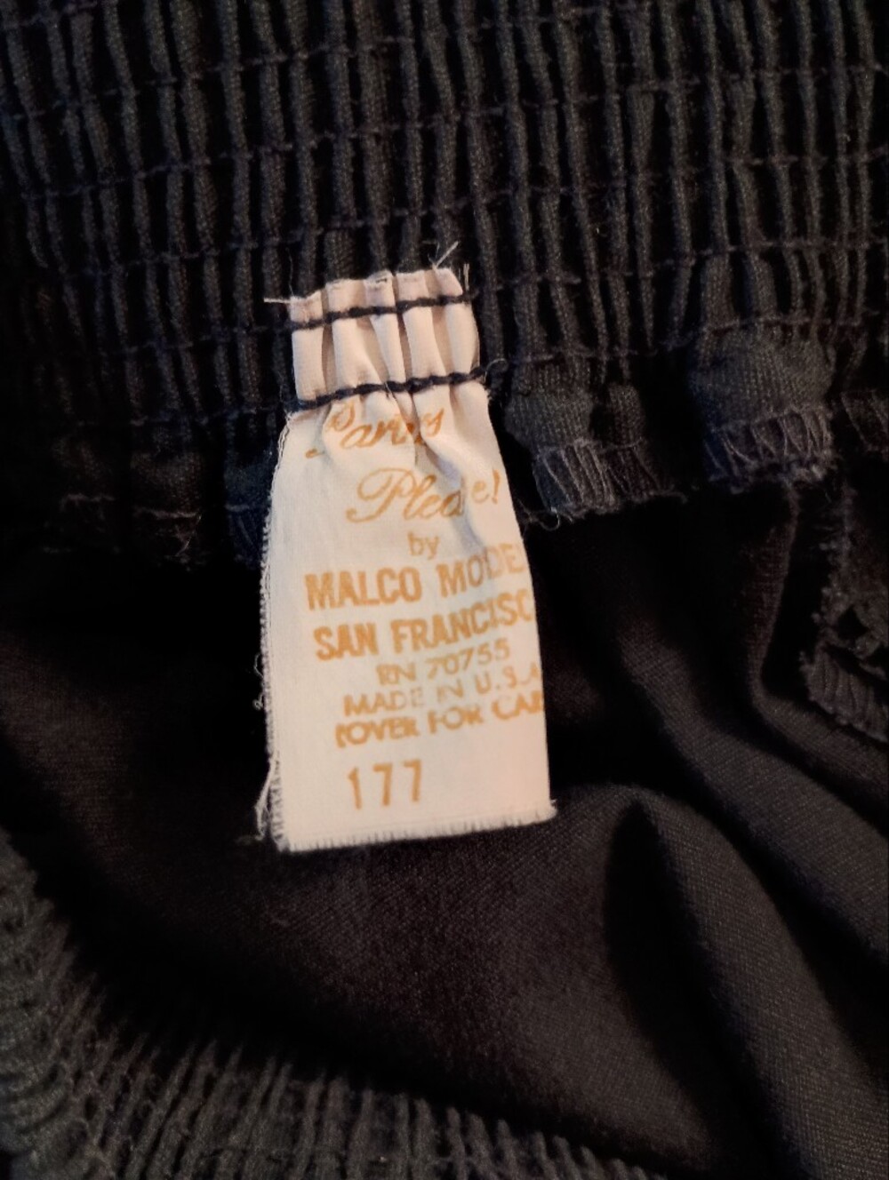 70s Vintage Malco Modes- Black A-Line Smocked Waist Skirt- Size S - Picture 2 of 7